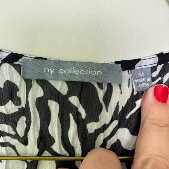 NY Collection Vintage 90s Y2K Zebra print black lace button front Blouse MEDIUM - Picture 4 of 7